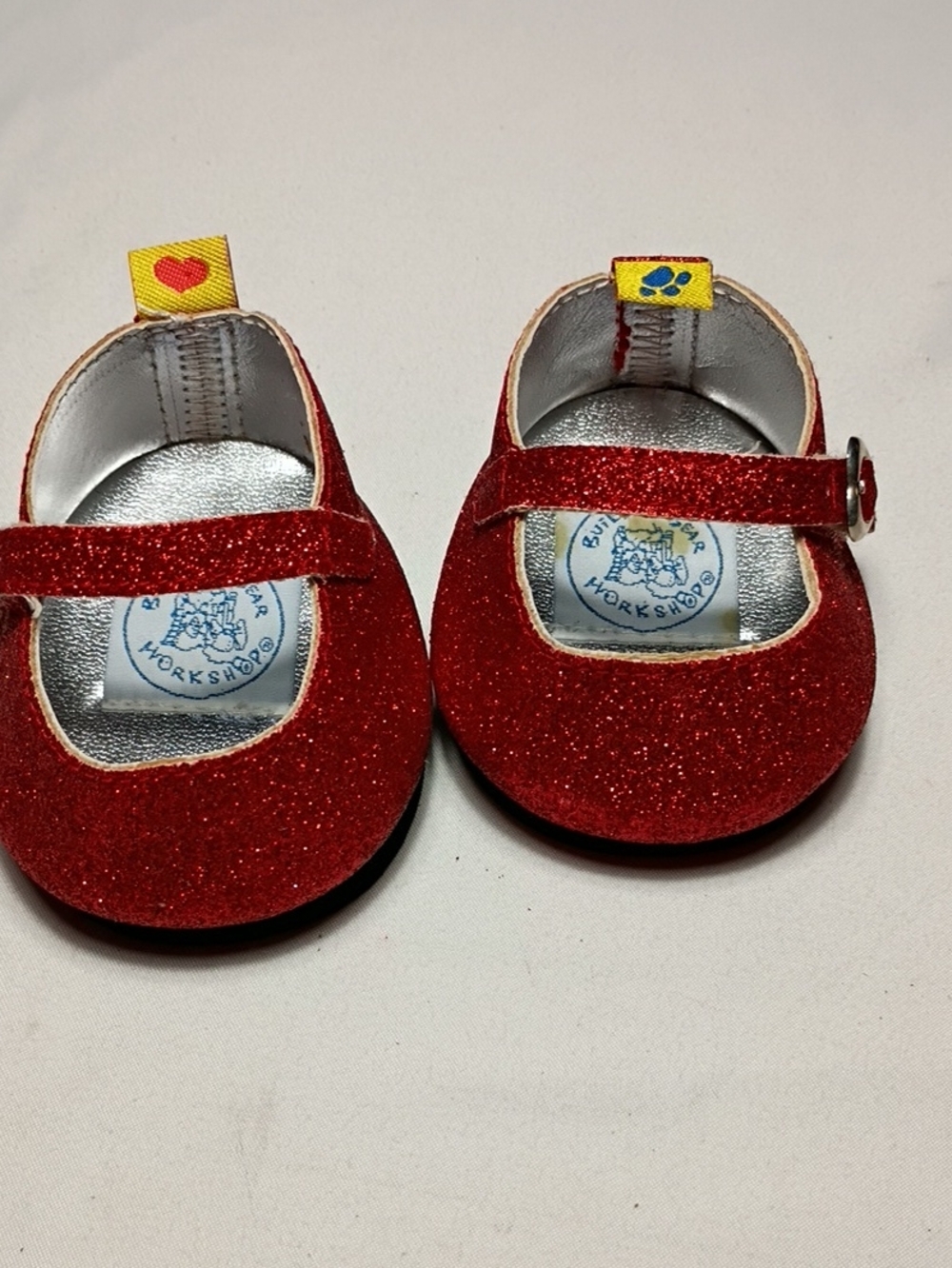 Build A Bear Red Sparkle Shoes With Buckles Heart Shaped Wizard Of Oz BABW